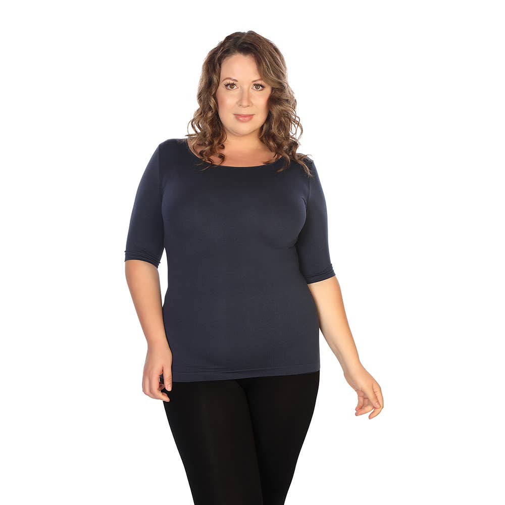 Skinnytees - Wholesale Knit Top - Women's - Plus Half Sleeve Crew Neck Tee1