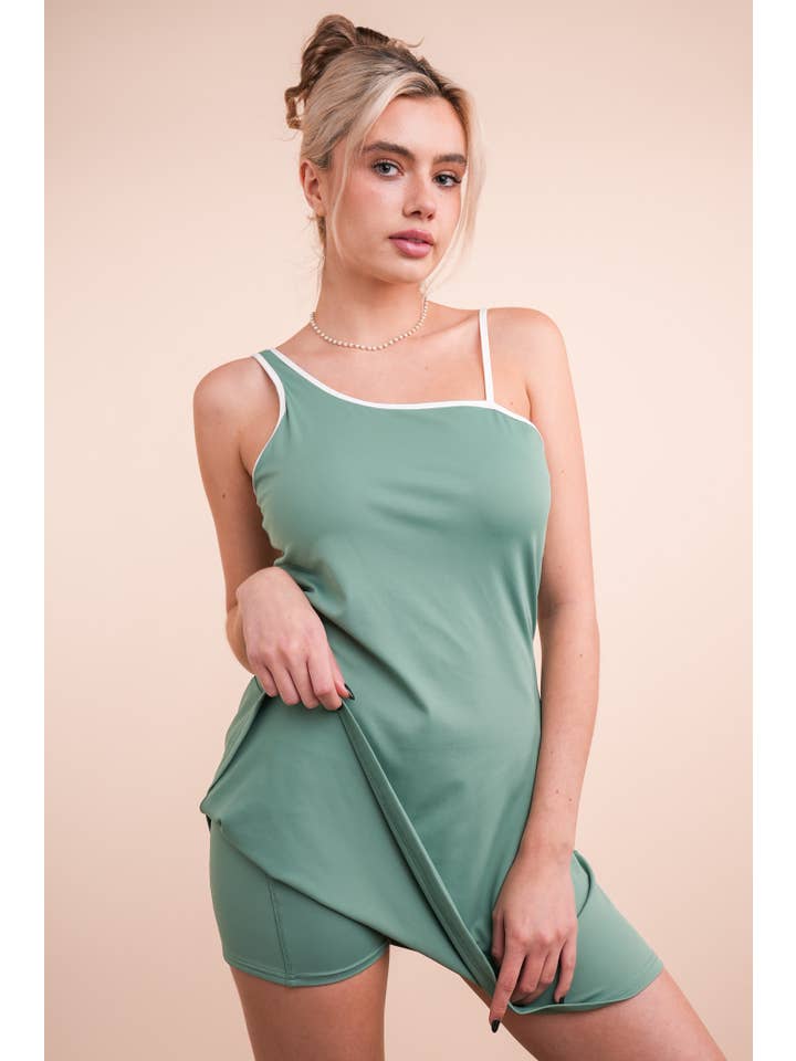 VERY J - Wholesale Athletic Dress - Women's - ND31660-Activewear Mini Dress with Inside Lining34