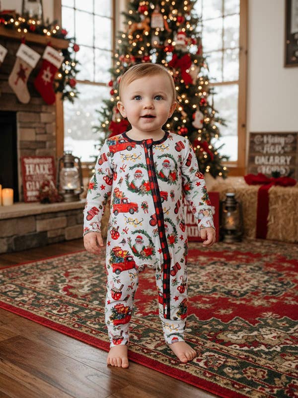 XCH05001 Christmas long sleeve one piece baby onesie for wholesale by luluclothes