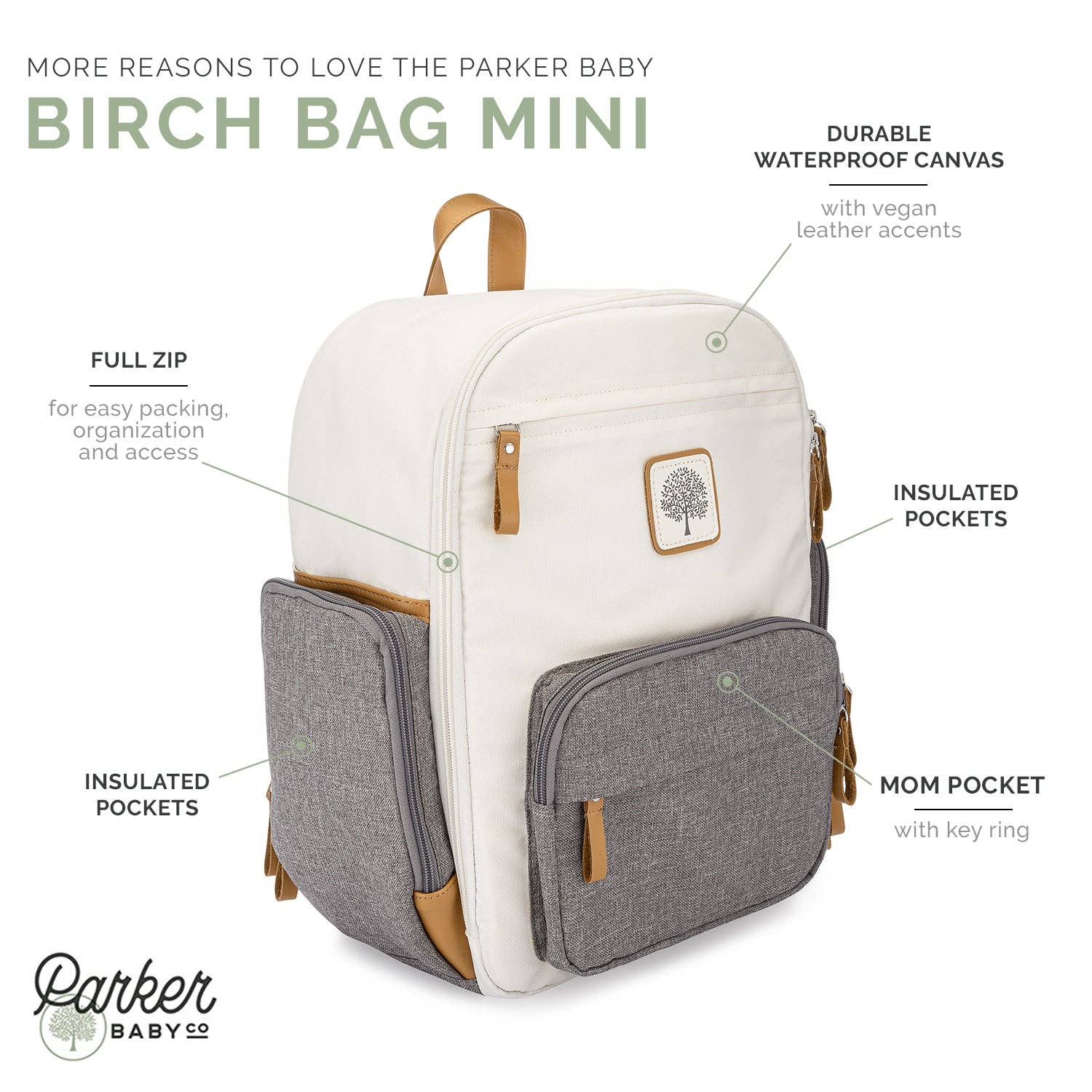 Parker Baby Co. - Wholesale Diaper Bag - Baby - Birch Bag Mini - Diaper Backpack in Cream9