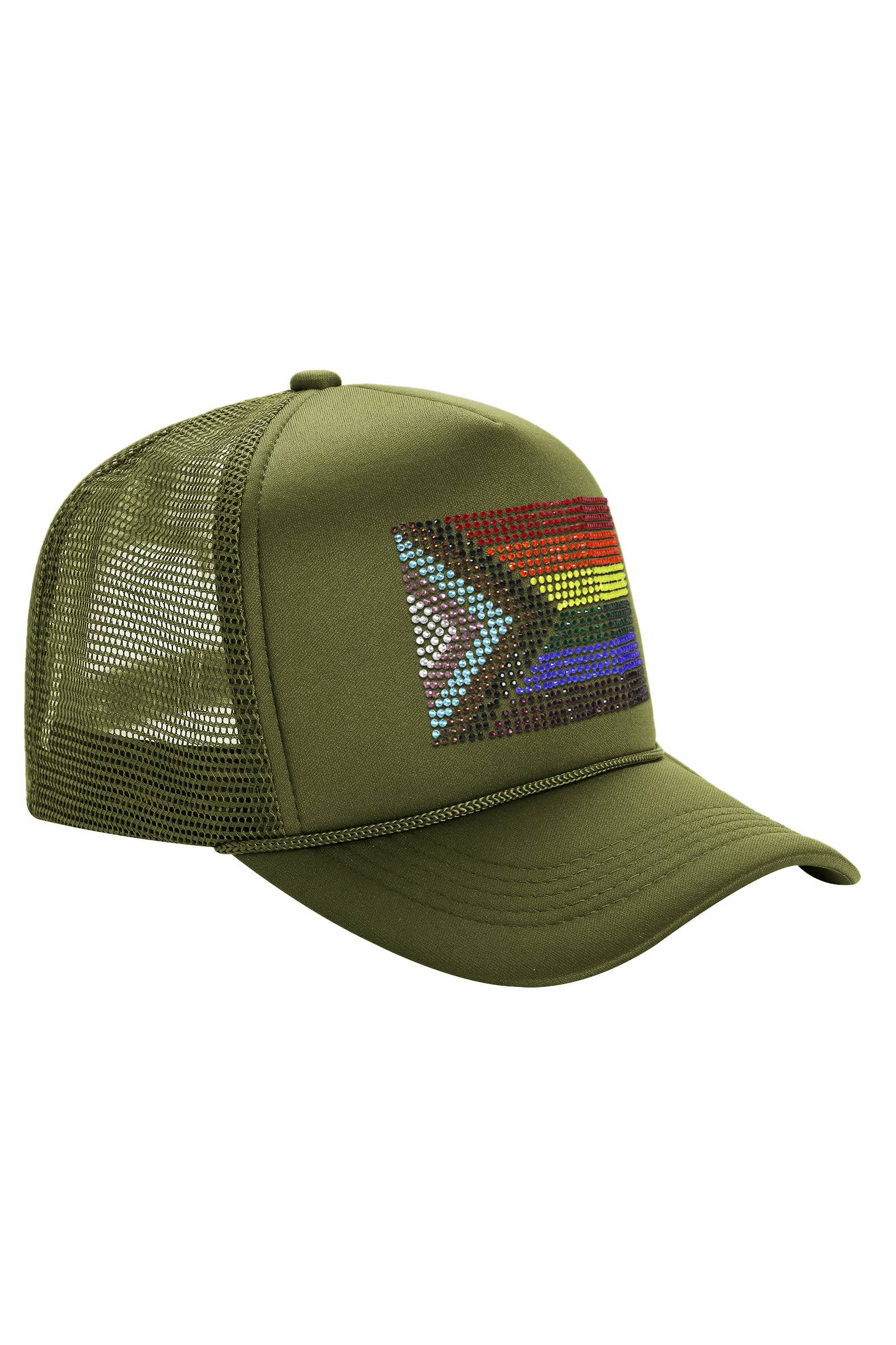 Cap Zone - Wholesale Trucker Hat - Unisex - Bling Rainbow Pride Flag Sponge Trucker Hat14