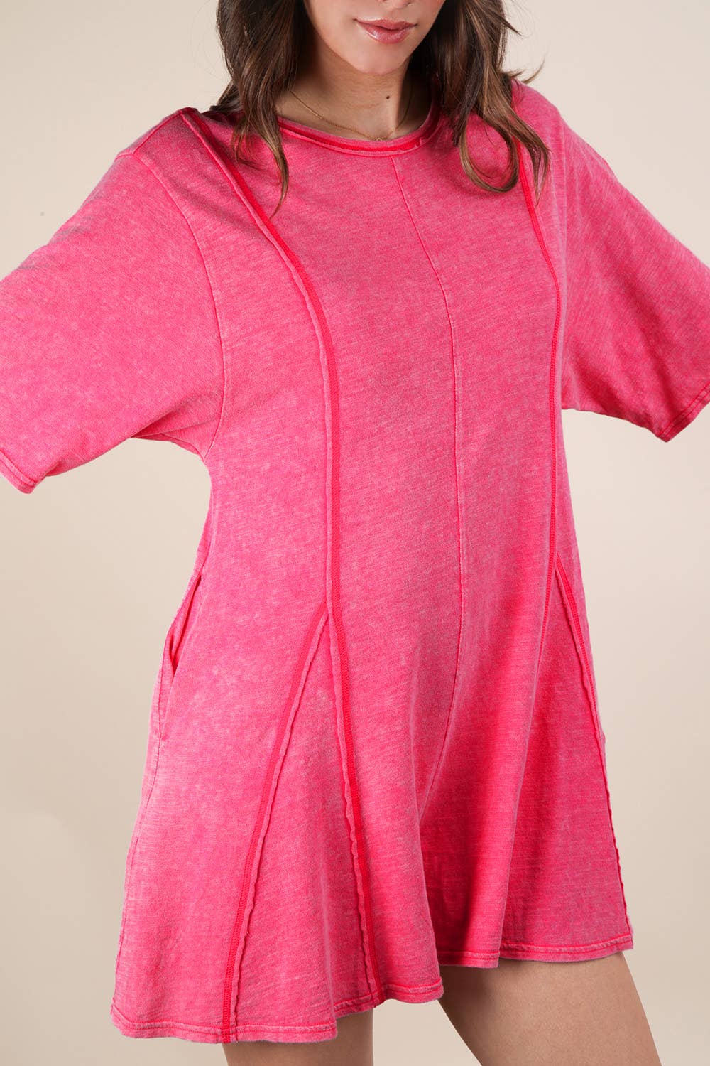 VERY J - Wholesale Romper - Women's - NP70727-Mineral Washed Oversized Knit Comfy Romper5