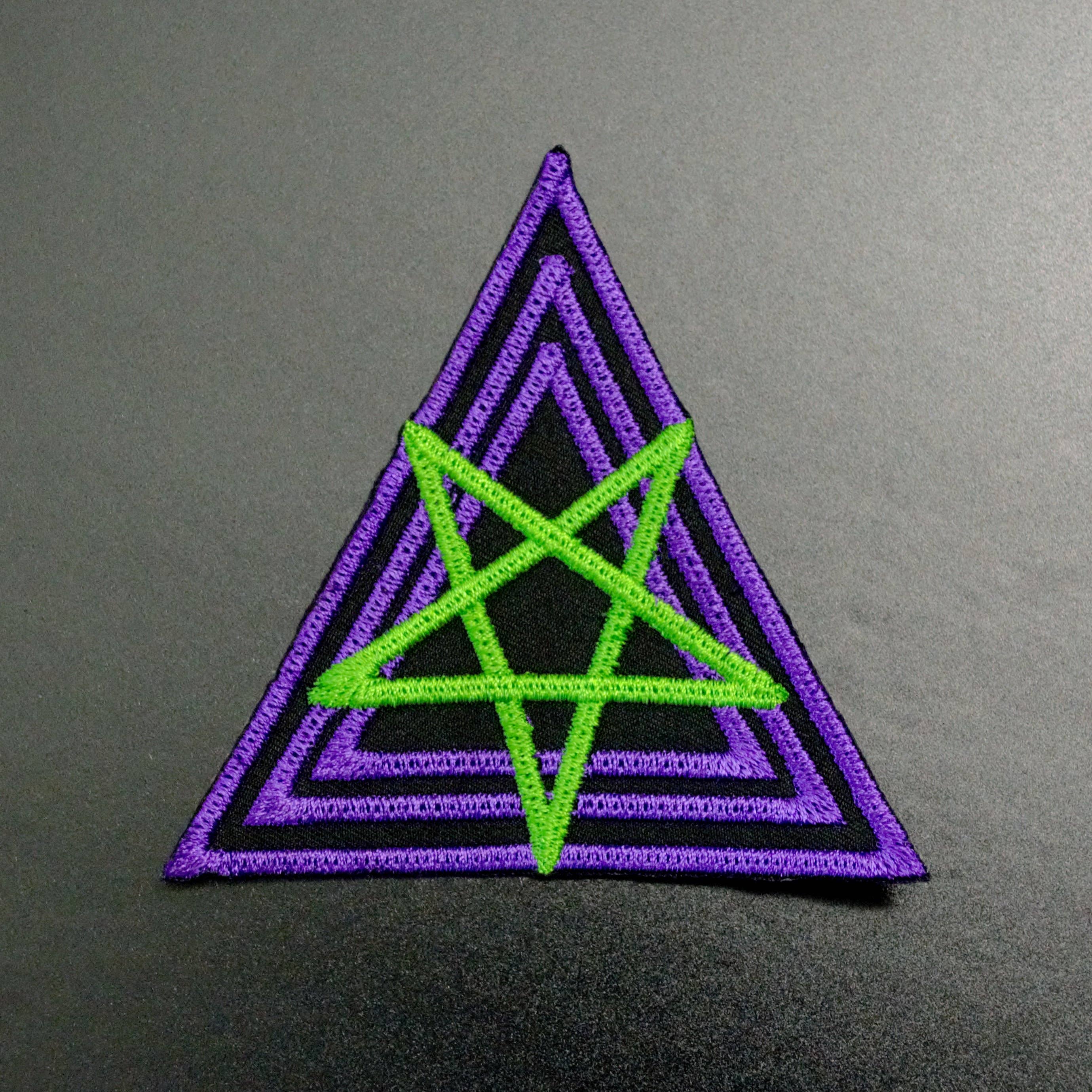 Tri Pentagram Purple Green Witch Iron On Patch