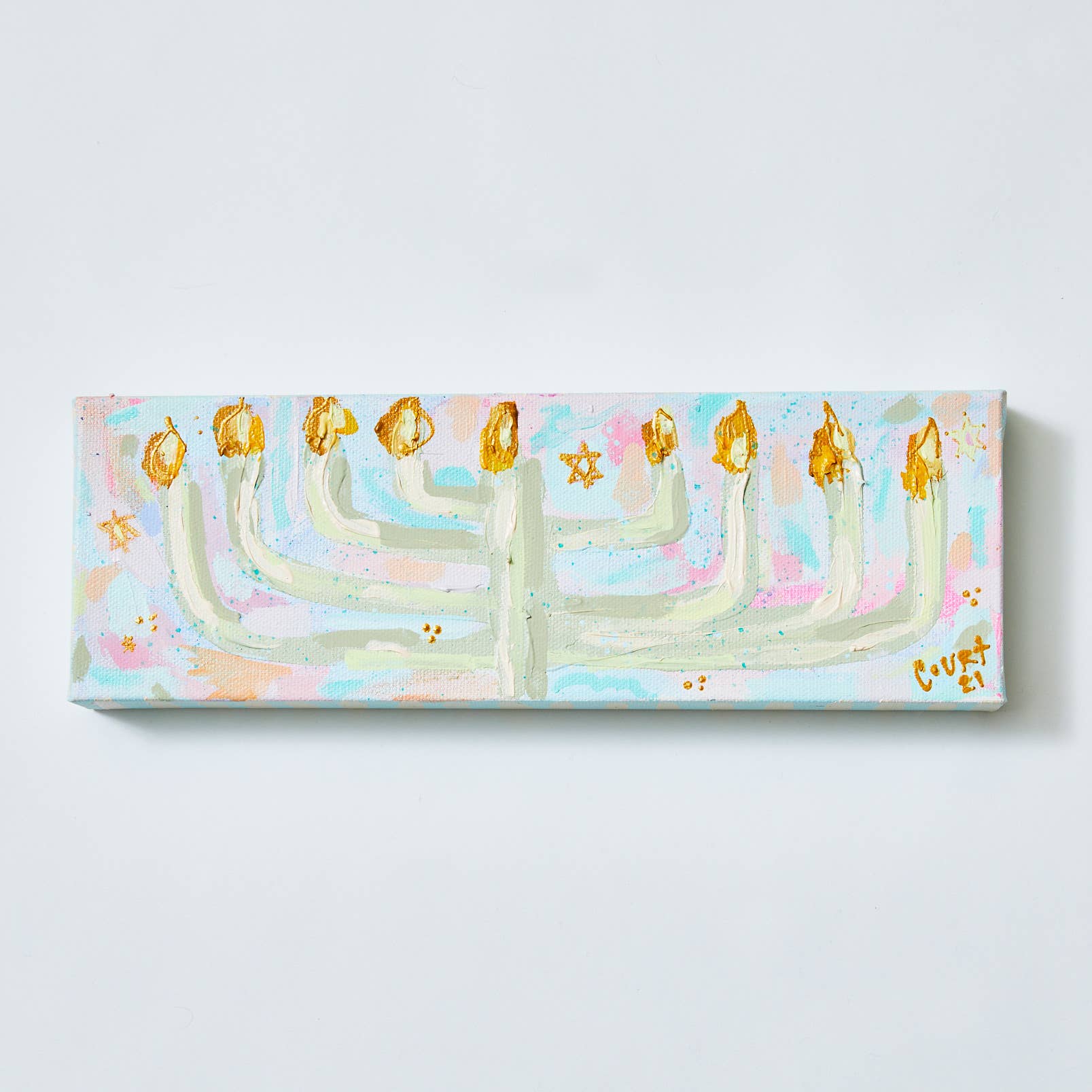 Court&Co. – wholesale Painting/drawing – Modern Menorah Cream and Green0