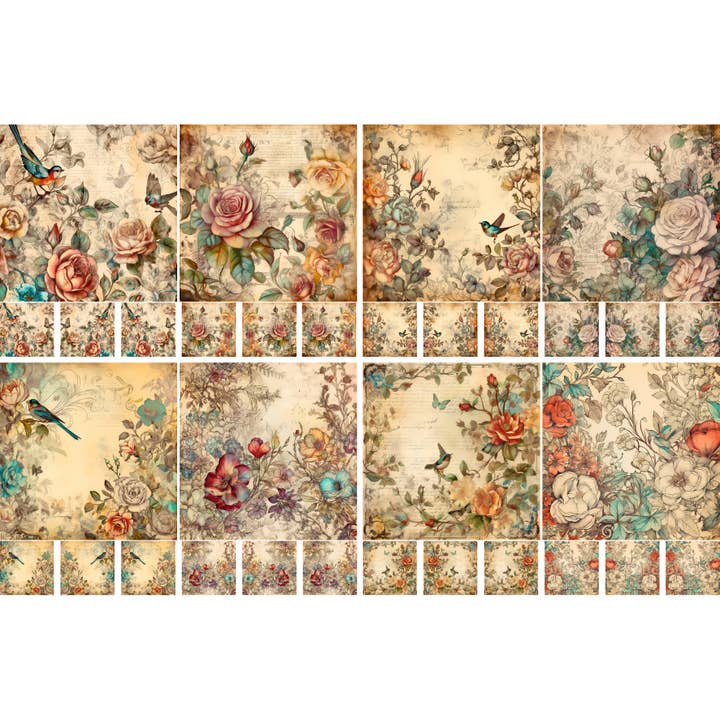 Papéis de Arroz Flora Antiga, 8 x 11,5 polegadas (A4) por atacado de Craft Kreatively