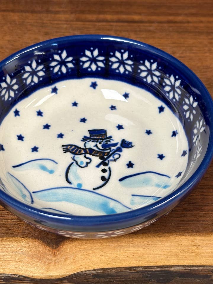 Bowl, 4.7” - Snowman for wholesale by Music City Polish Pottery
