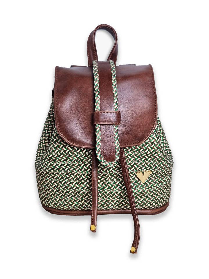 Brown Leather Iris Mini-backpack for wholesale by The Folklore