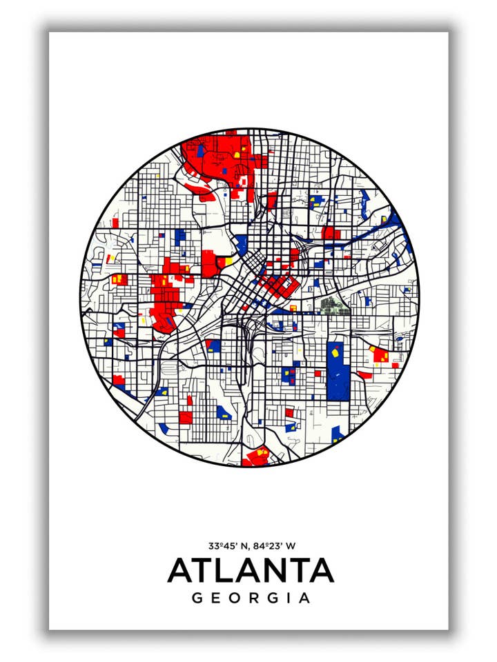 Kort over Atlanta 1 for engroshandel hos Stanley Print House