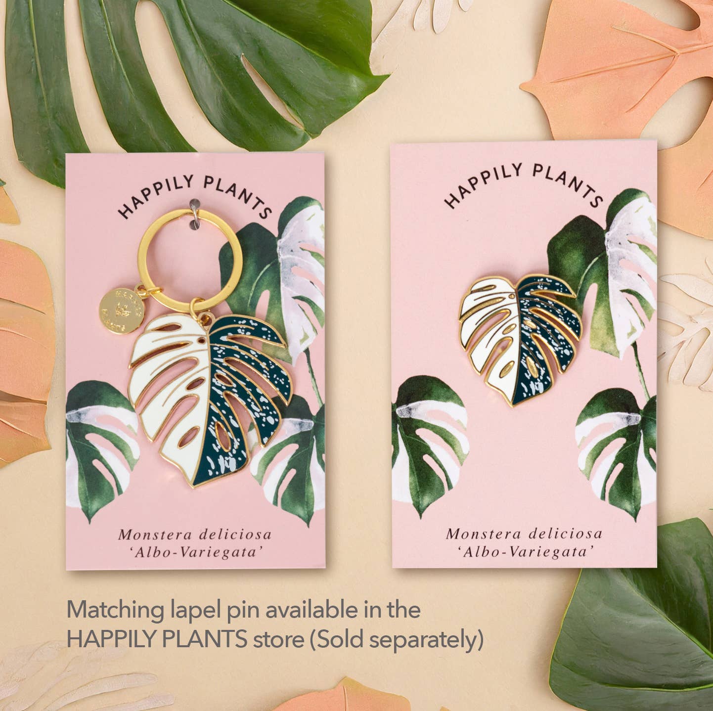 Happily Plants - Wholesale Keychain - Unisex - Monstera Albo Keychain & Bag Charm, Plant Keychain Gifts6