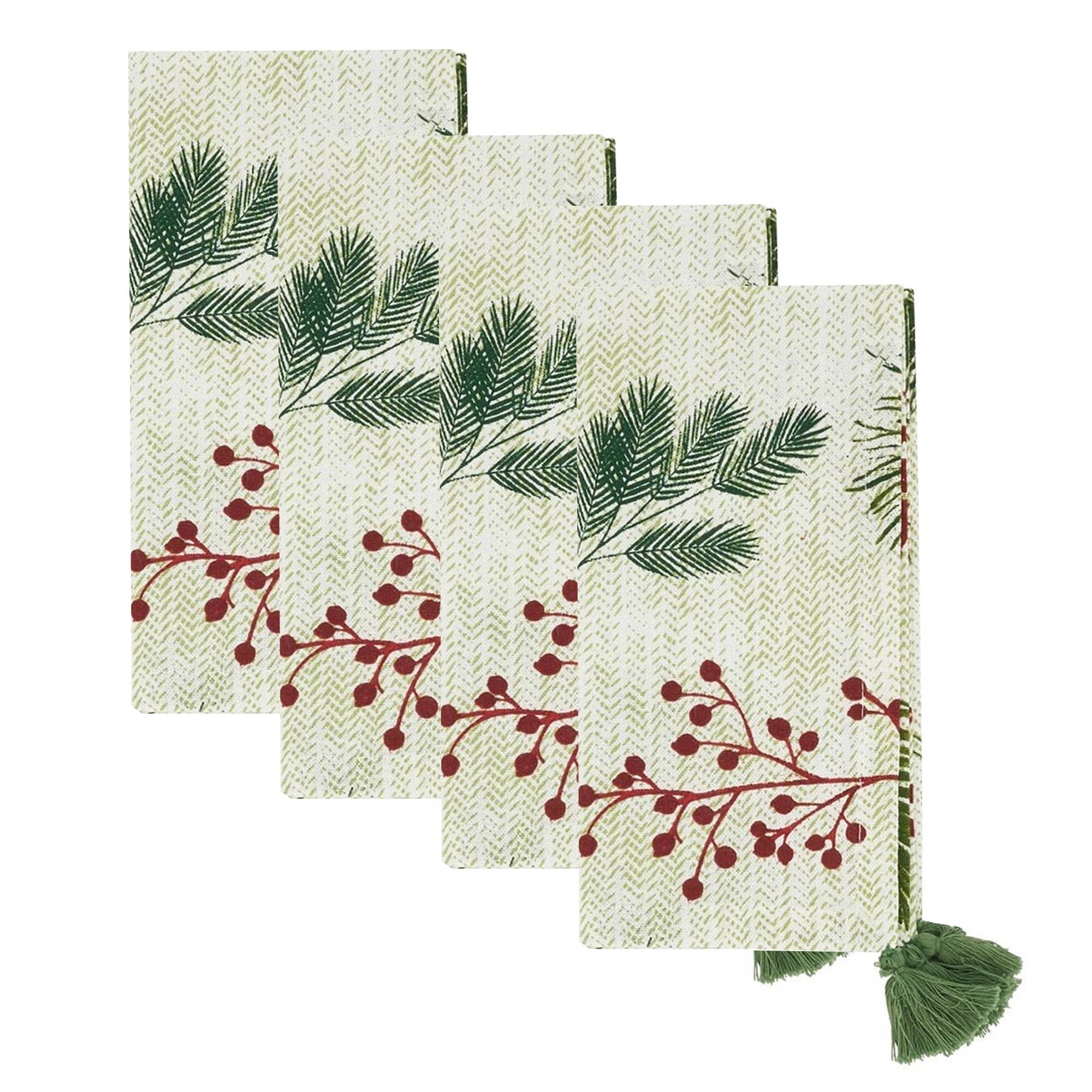 Fennco Styles – wholesale Dinner & cloth napkin – Pineneedle and Red Berry Cotton 18" Cloth Dinner Napkin2