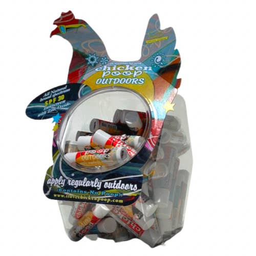 Chicken Poop® SPF 35 SUNSCREEN Lip Balm, 72ct FISH BOWL for wholesale by Chicken Poop