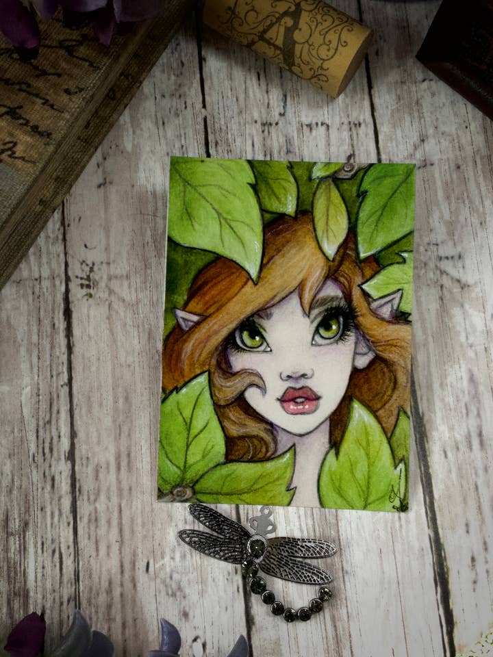 Leaf Faerie Fairy Fantasy ACEO Print pour la vente par Faeries of Glittering Glen