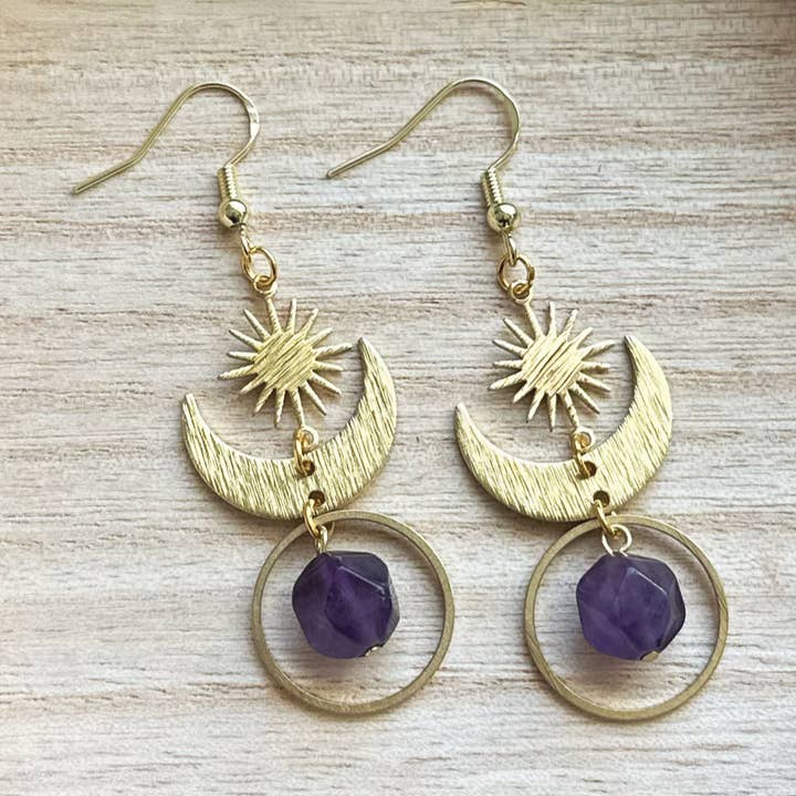 Orecchini pendenti a stella di ametista per la vendita all'ingrosso da parte di Monstera Earrings