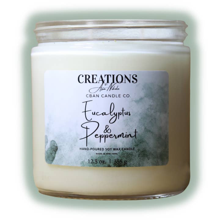 Eucalyptus & Peppermint- Soy Wax Candle for wholesale by Creations By Asia Nikole