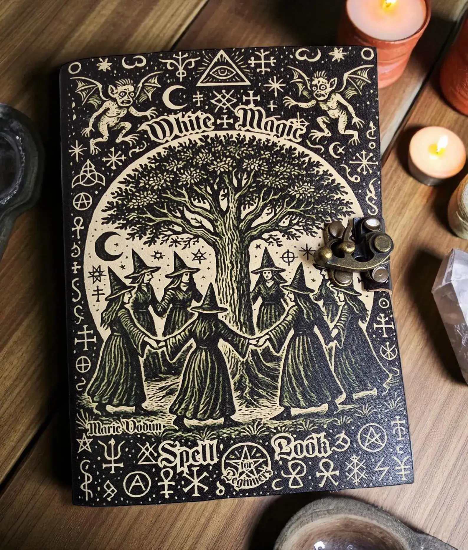 MNM HANDICRAFTS - Wholesale Journal/Diary - White Magic Spell Book, Leather Grimoire Journal Witchcraft1