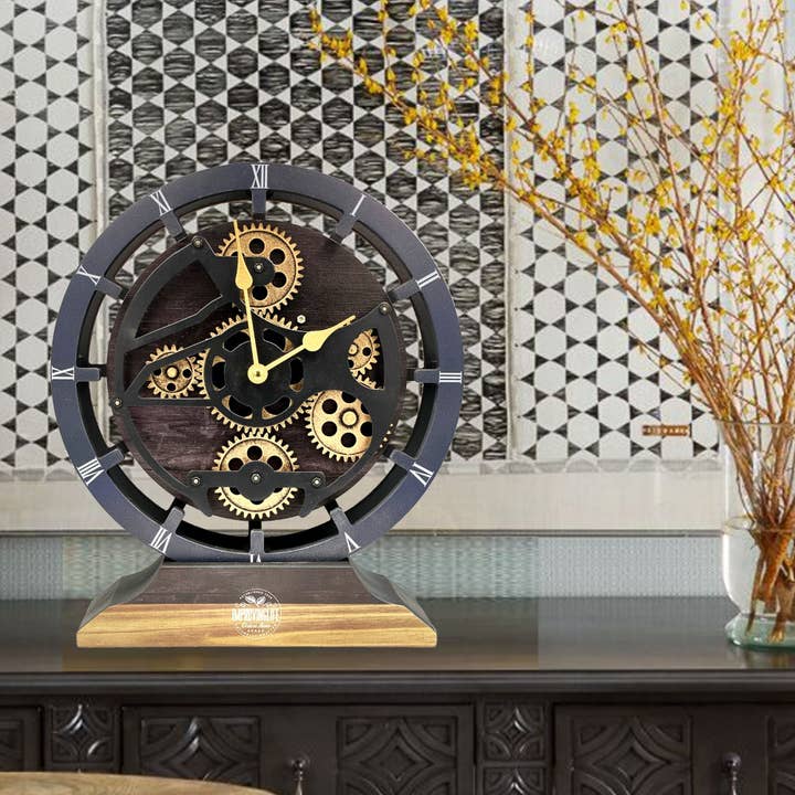 The Gears Clock - Wholesale Desk Clock - CANADA LINE DESK/WALL CLOCK 10 INCH VINTAGE BLACK4