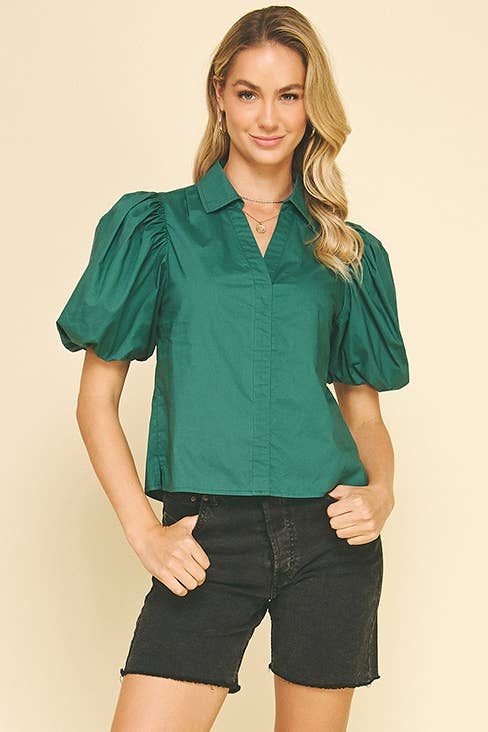 PINCH - Wholesale Blouse - Women's - BUBBLE SLEEVE BLOUSE TOP - 5707TB12