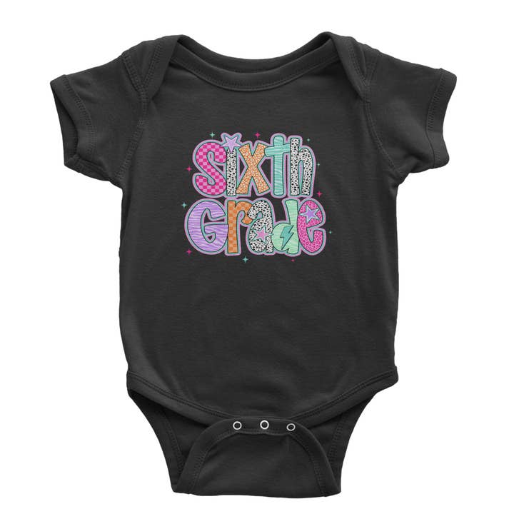 Sixth Grade Colorful Back to School Infant One-Piece Romper Bodysuit Or Toddler T-shirt for wholesale by Expression Tees