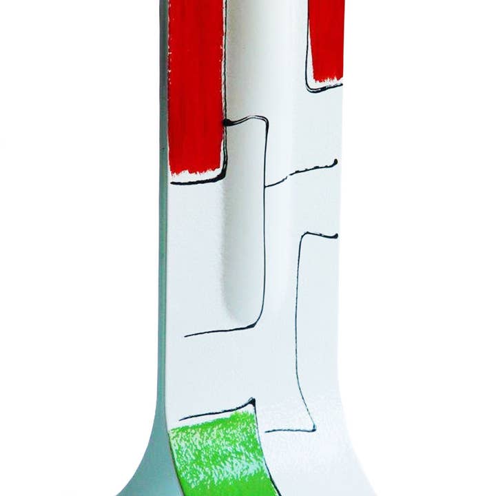CARNEOL GLASS - Wholesale Vase - 14X36 Cm Mosaic Vase With White-Red-Green Colours