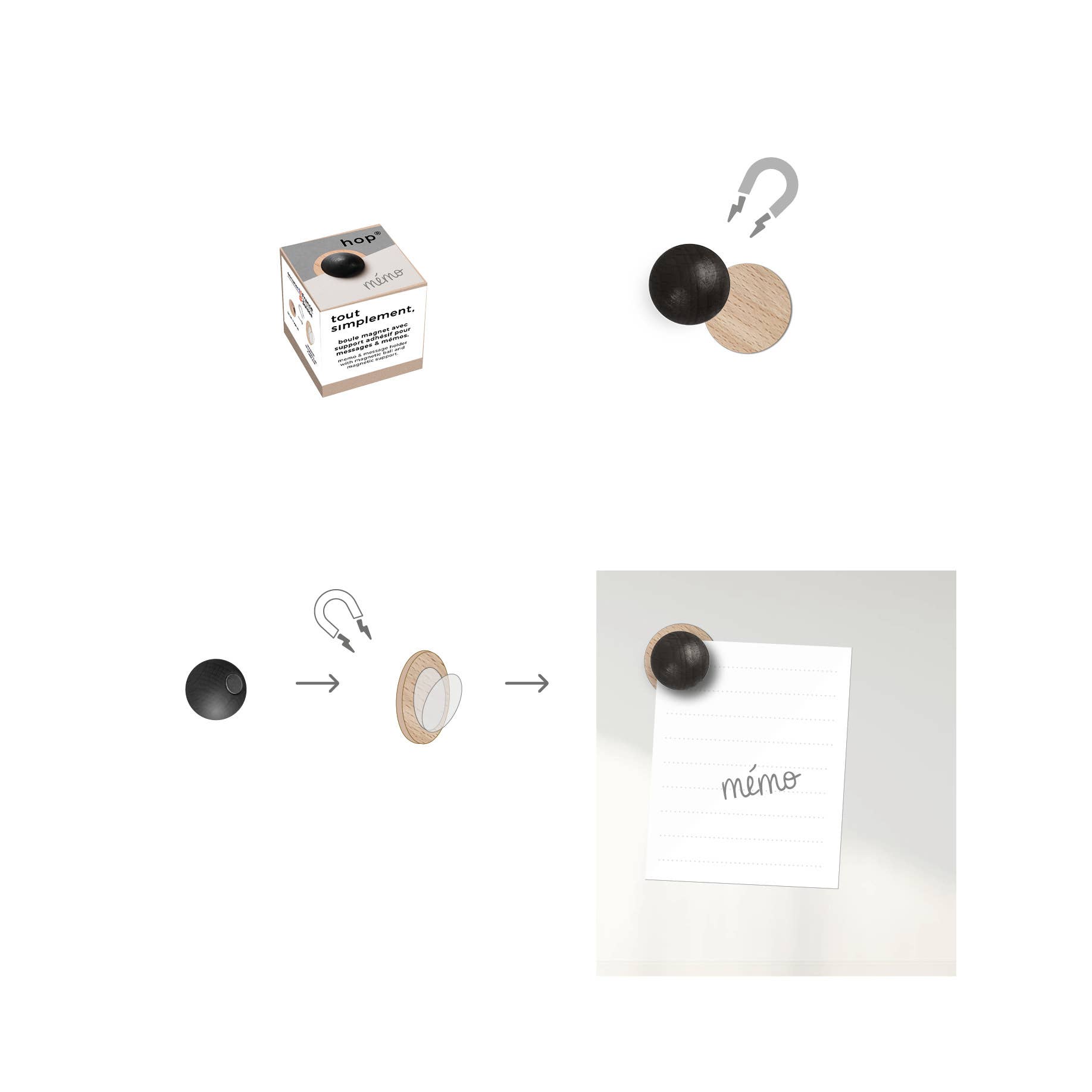 tout simplement - Wholesale Magnet - hop® - memo holder with its magnetic support1