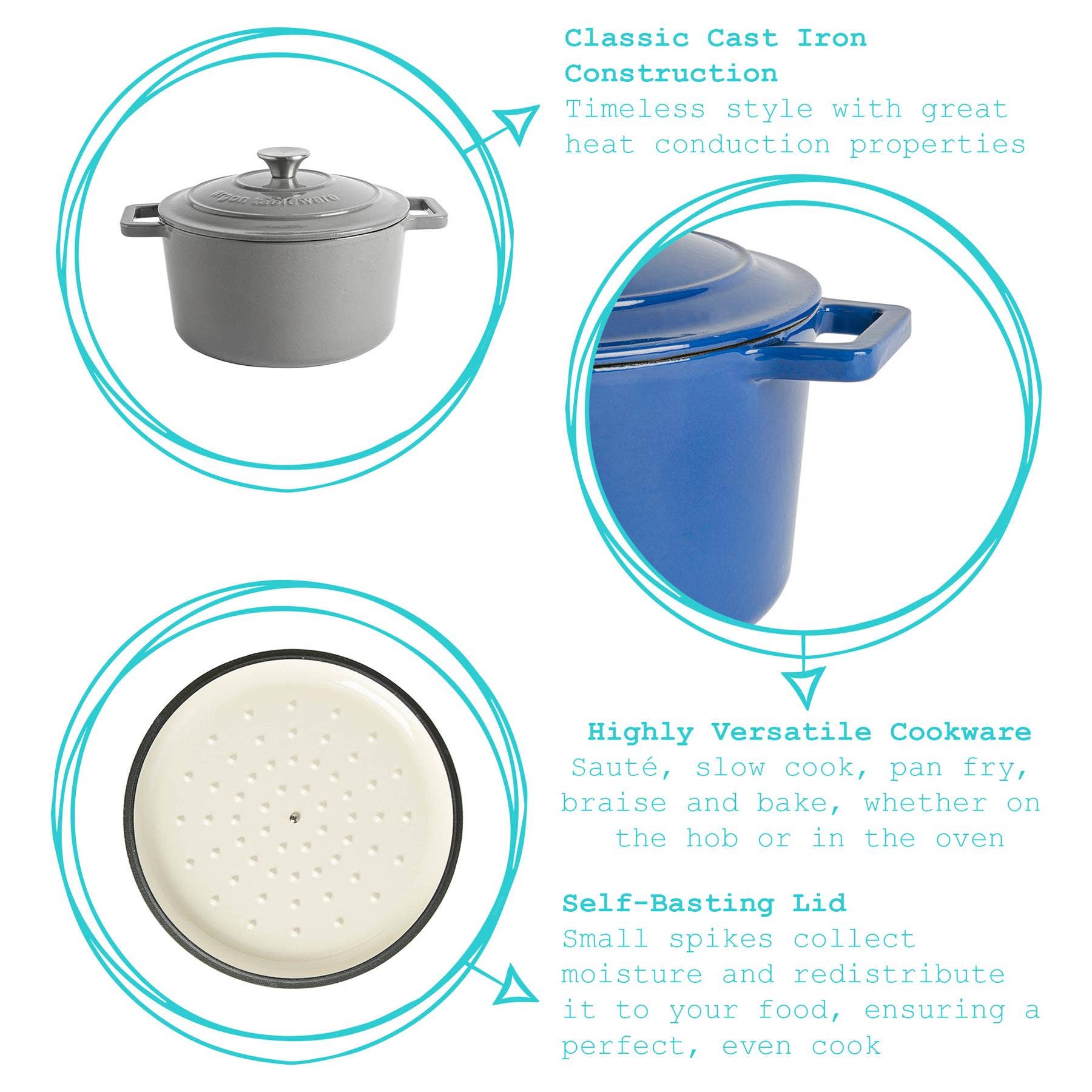 Rinkit Ltd - Venta al por mayor Conjuntos de utensilios de cocina - Cazuela de hierro fundido mate Argon Tableware, 24 cm, negro mate3