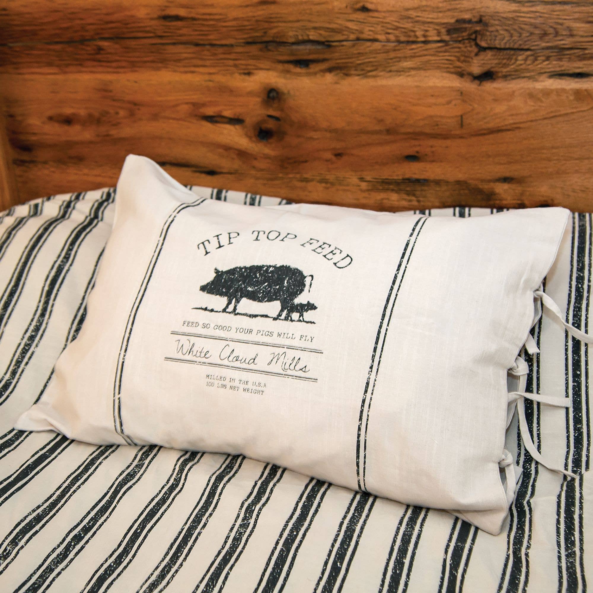 Col House Designs - Wholesale Bedding Pillowcase/Sham - Tip Top Feed Farmhouse Stripe King Pillow Sham1