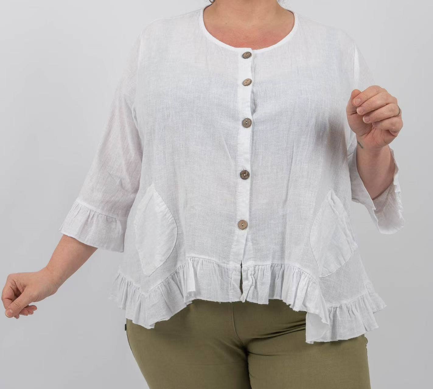 la maison des fibres naturelles - Wholesale Varsity/Baseball Jacket - Women's - Buttoned jacket 100% linen 16340