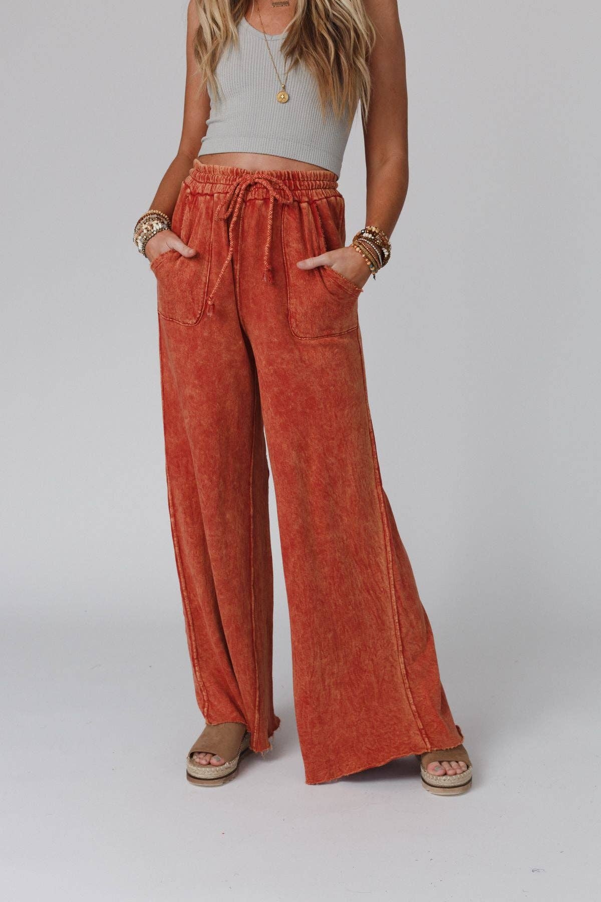 Three Bird Nest - Vente Pantalon – femme - Pantalon Relaxing Robin à Jambe Large - New Brick5