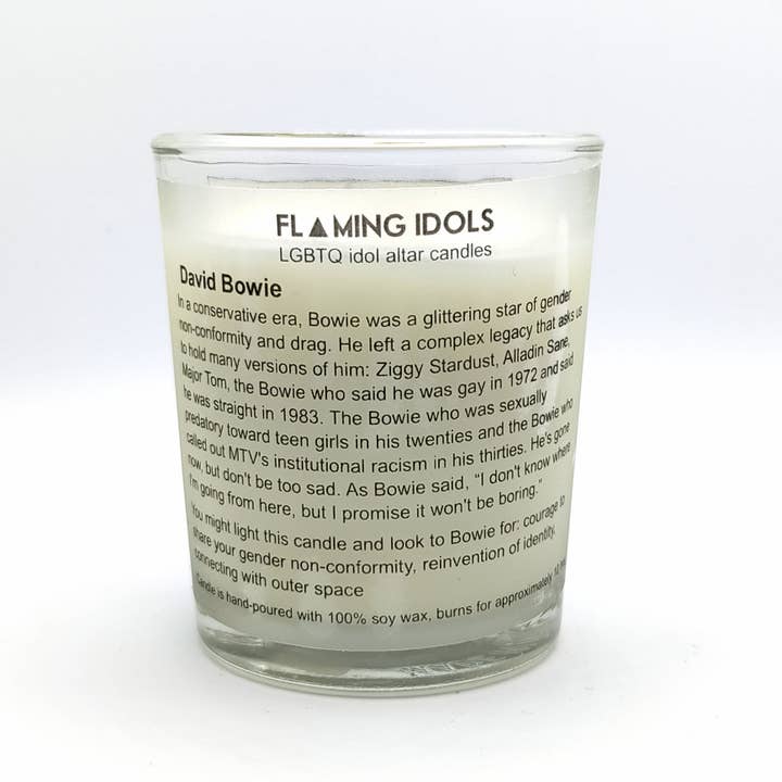 Flaming Idols - Wholesale Votive Candle - David Bowie Glass Votive Candle1