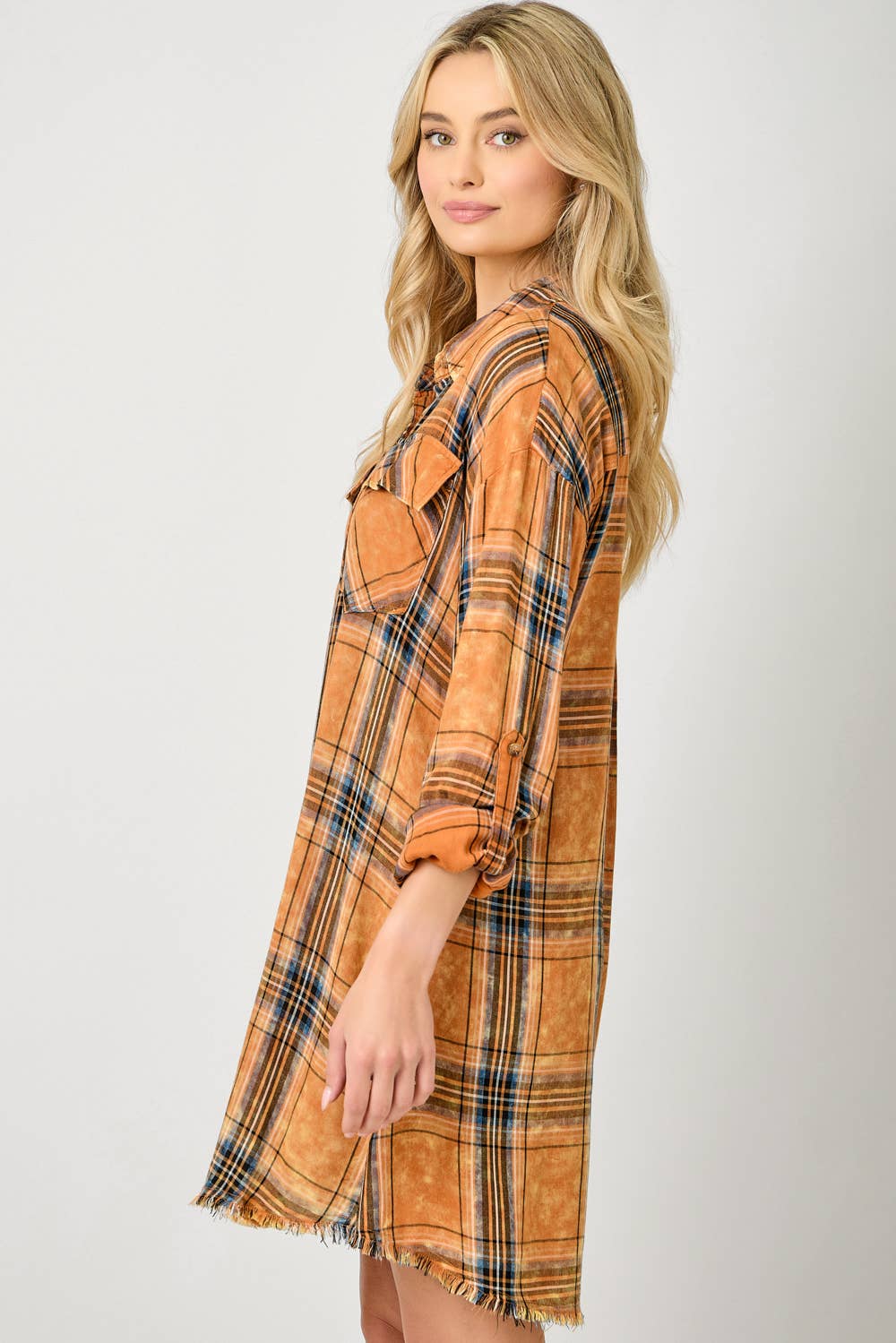 Mystree - Wholesale Dress - Women's - 61161 Washed Plaid Shirt Dress35
