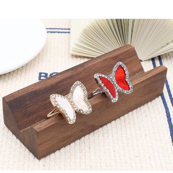 Diacly - Wholesale Cocktail/statement ring - 12pk Chic Butterfly Rhinestone fashion Bling Rings