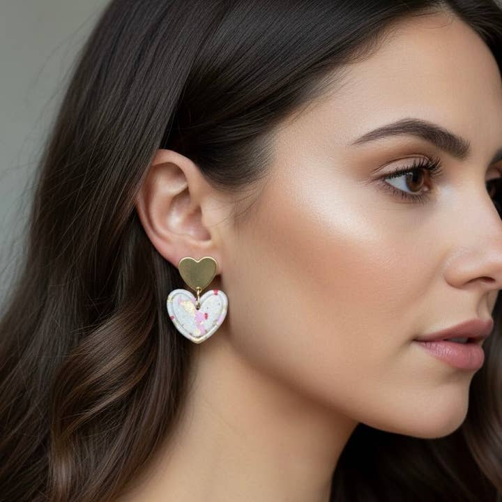 Sweetness - Earrings With Gold Heart for wholesale by DUESTELLE ITALIA