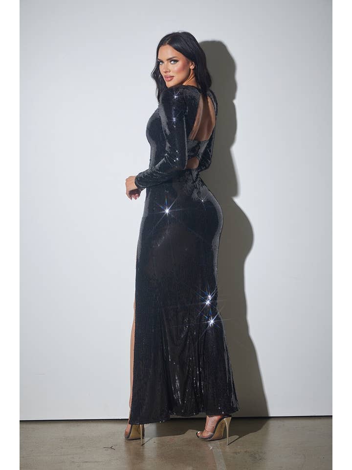 WFFS - Wholesale Dress - Women's - Radiant Stretch Sequin Maxi Formal Dress6