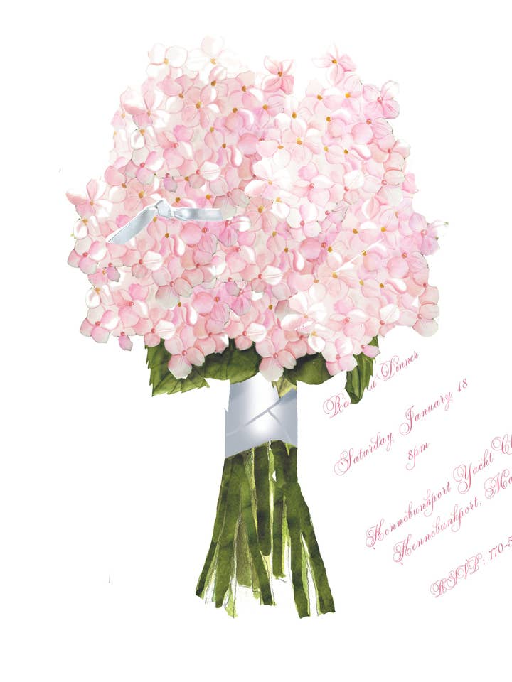 Die Cut Hydrangea Bouquet Invitations for wholesale by Stevie Streck Designs