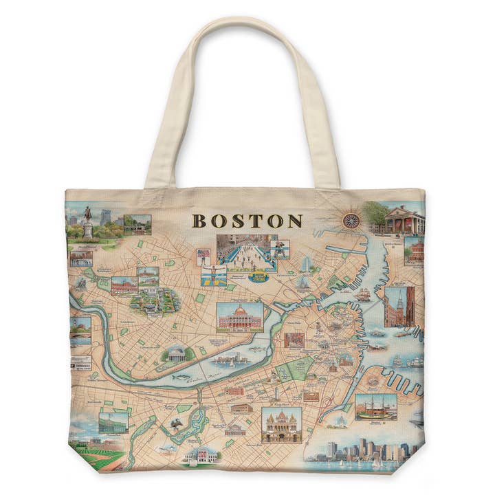 Bolsa de lona con mapa de la ciudad de Boston – Ecológica y duradera para venta al por mayor de XPLORER MAPS