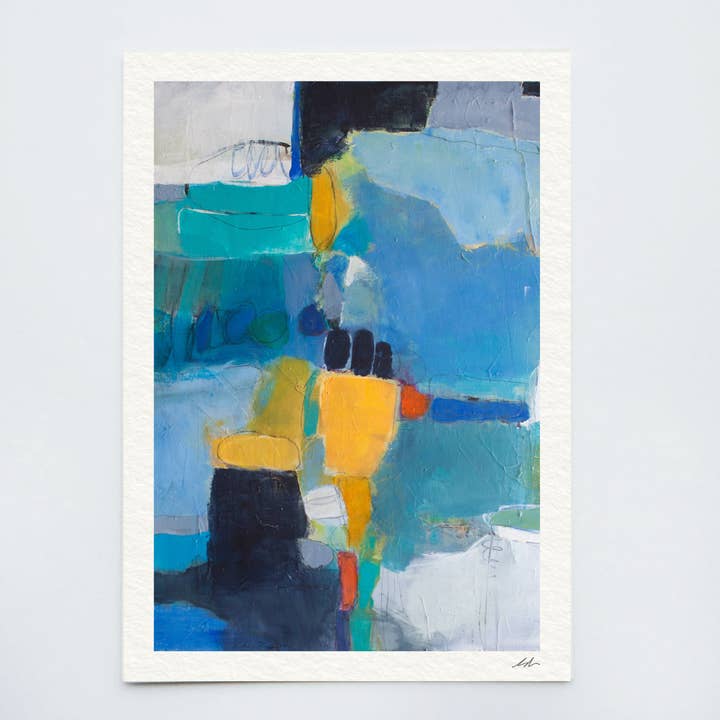 Textured Blue Abstract Print - Vibrant Modern Wall Art for wholesale by Michele Renee Atelier