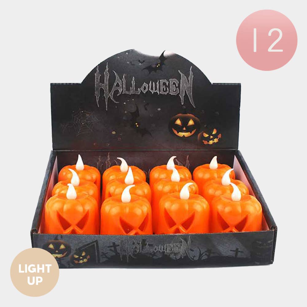Sensibling Corp. - Vendita all'ingrosso Candela senza fiamma - 12PCS - Candele LED a forma di zucca di Halloween luminose0