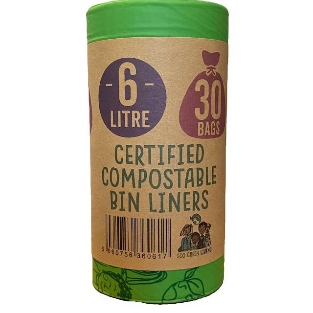 Eco Green Living - Wholesale Trashcan/Trash Bin - 6 Litre Compostable Caddy Bags | 1 roll of 30 bags