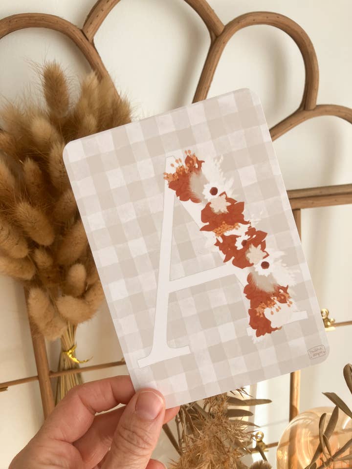 Judy-kort - vichy-monogram - val av bokstav för wholesale av Milina Designs