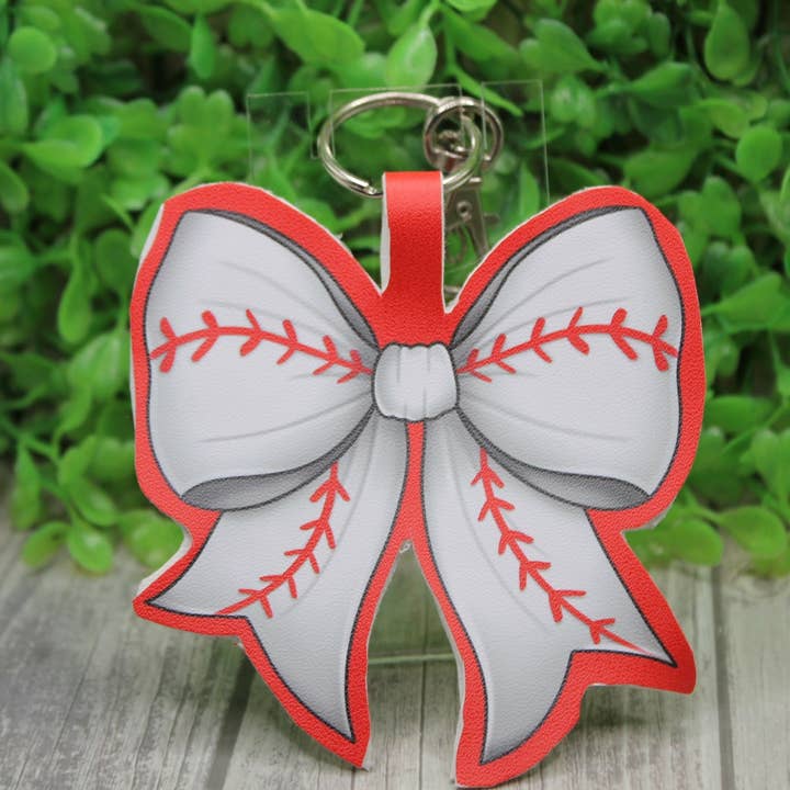 Hylidae Boutique - Wholesale Keychain - Women's - Baseball Bow Keychain or Bag Tag0