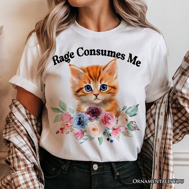 Raseri Förbrukar Mig Kattunge, Blommig T-shirt för Sarkastiska Kattälskare för wholesale av OrnamentallyYou