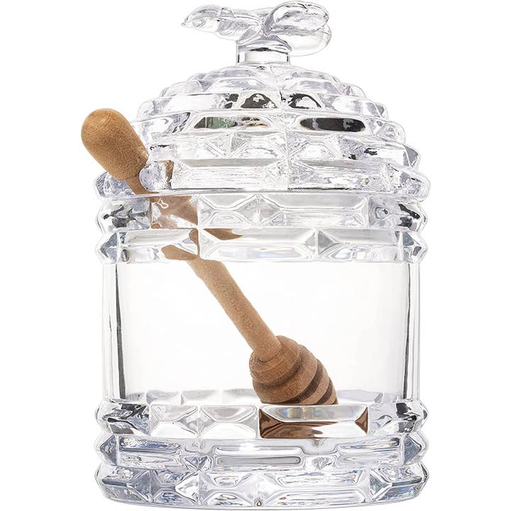 The Wine Savant / Khen Glassware - Wholesale Honey Pot - Bee Honey Jar, Rosh Hashanah 5" H - Glass Honey Pot4