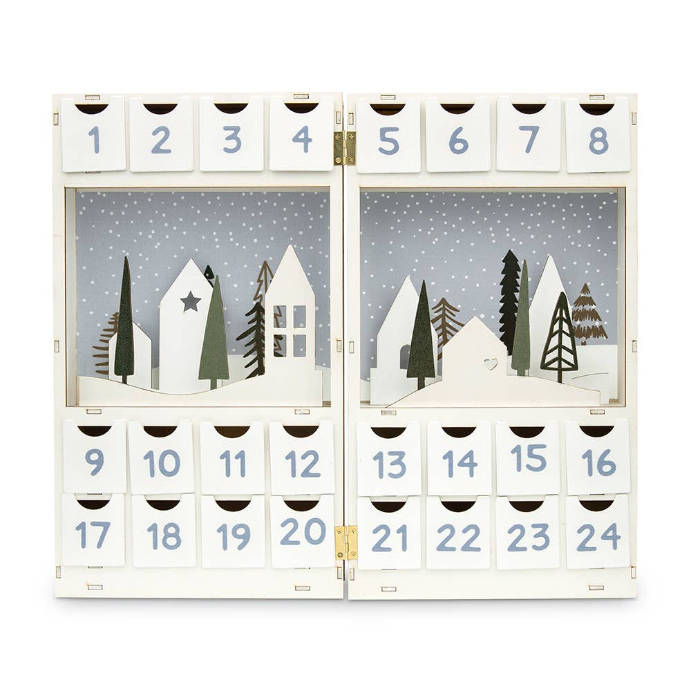 Weddingstar Inc. – Großhandel Adventskalender – Holz-Adventskalender Winterhäuser – zum Selbstbefüllen1