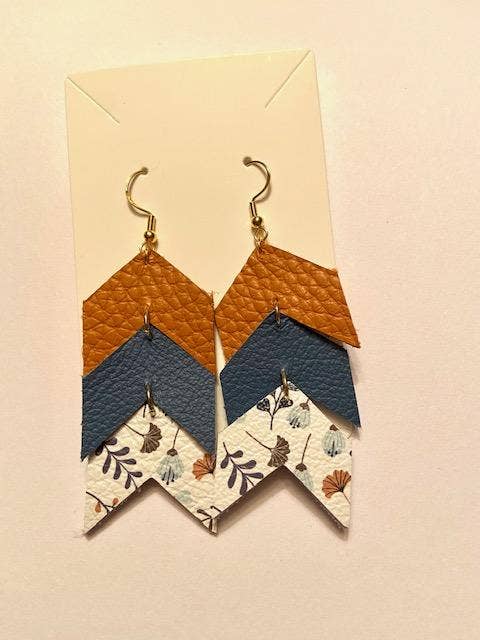 3 Tiered Chevron Earrings for engroshandel hos K Leather Designs