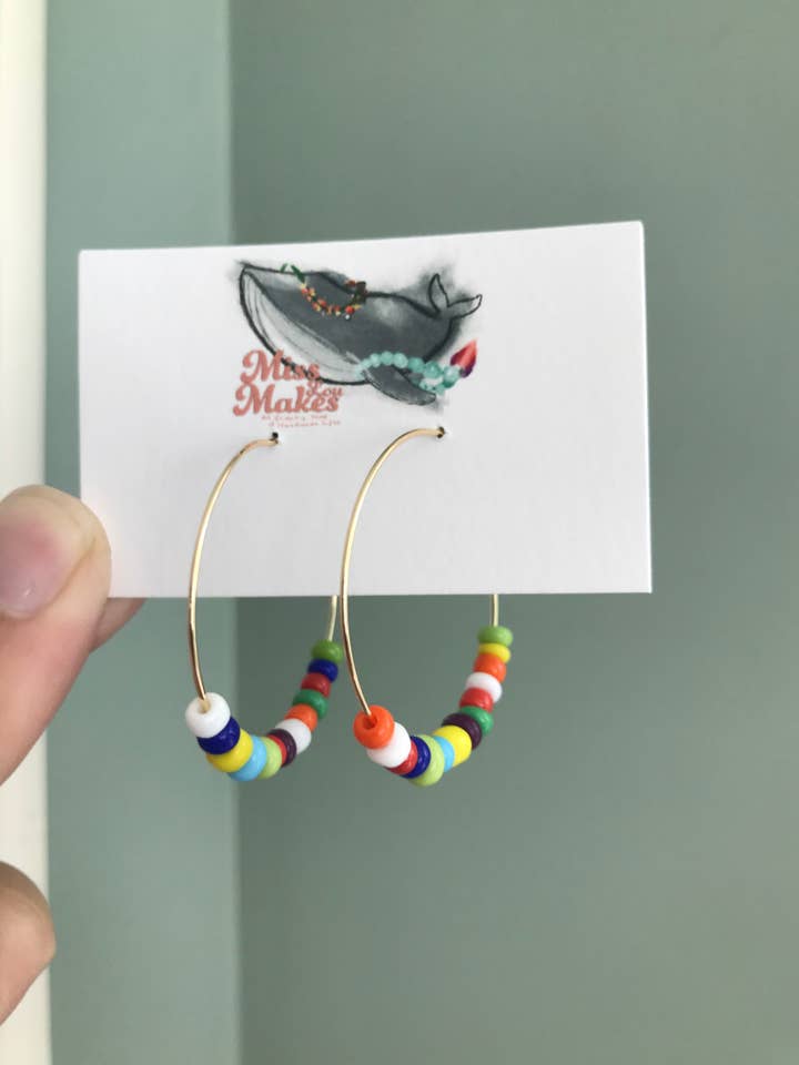 Seed Bead Hoop Earrings for wholesale by Miss Lou Makes