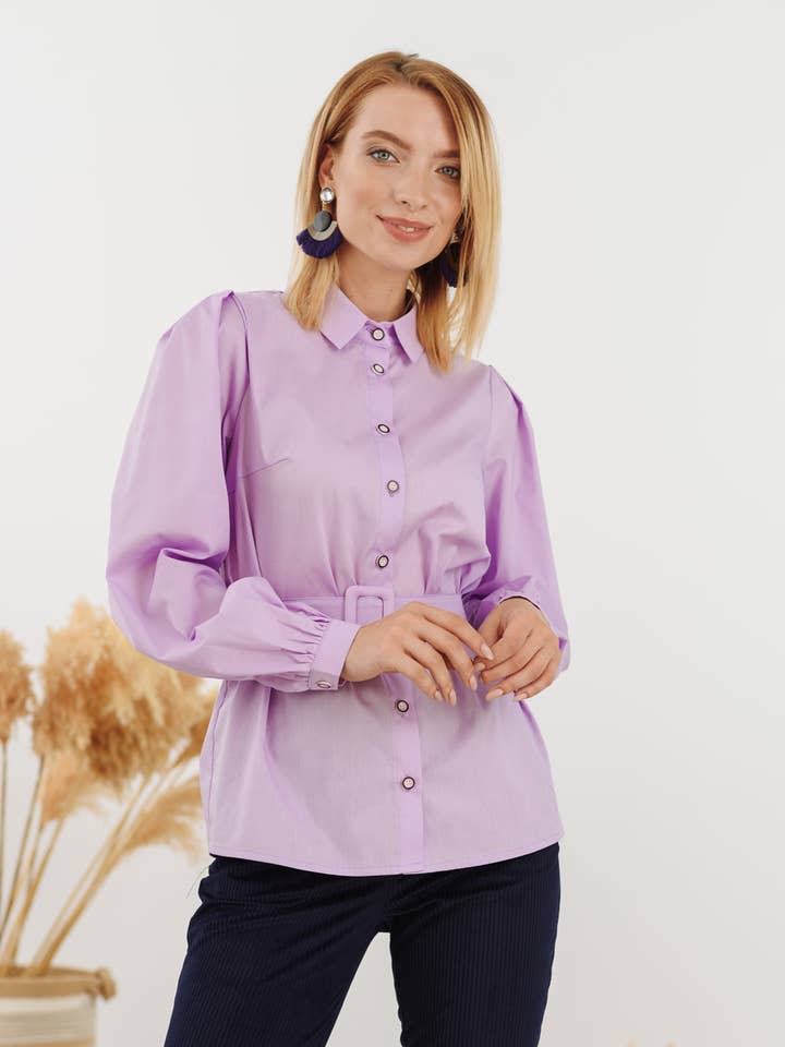 Camisa de algodão lavanda azuri por atacado de Azuri