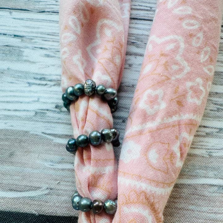 Boots Are My Roots - Wholesale Bandana - Women's - Navy Pearls Bandana Stretch Charm 1