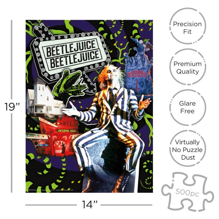 AQUARIUS, GAMAGO, ICUP, & ROCK SAWS by NMR Brands - Wholesale Puzzle - Adult - Beetlejuice Coffin Box 500 Piece Jigsaw Puzzle