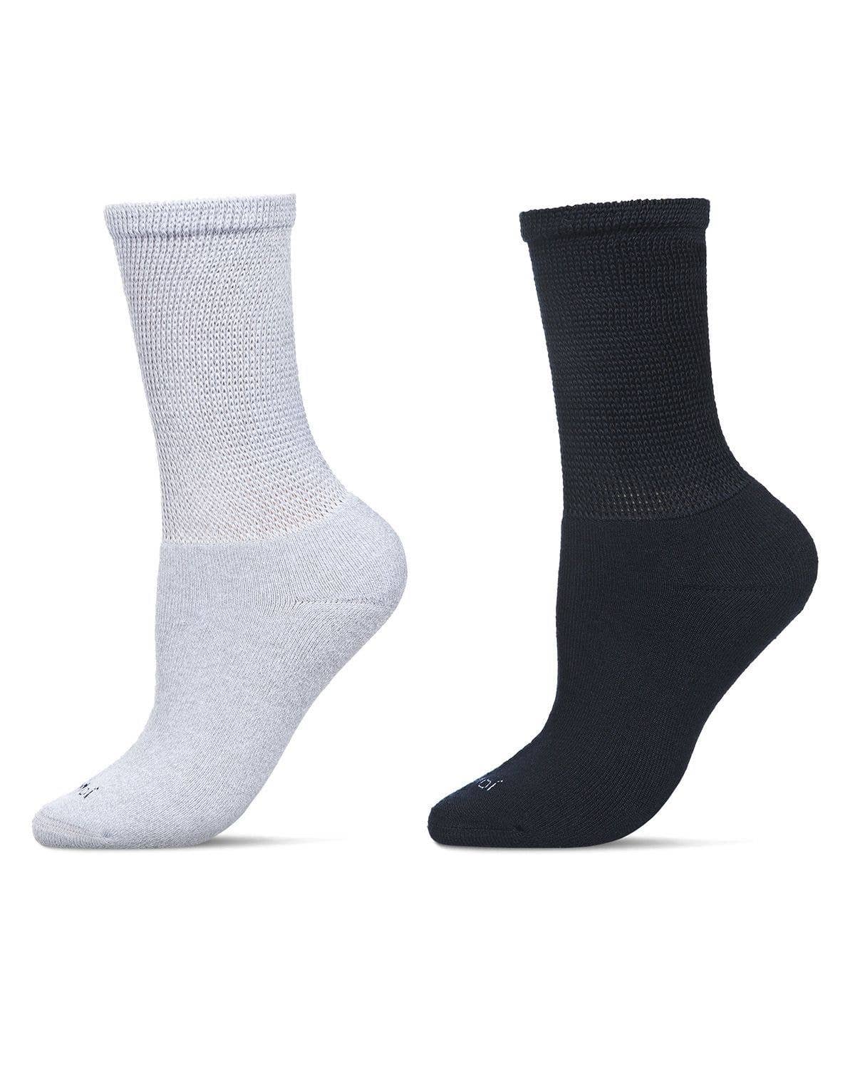 Navy Gray 2 Pair Diabetic Antimicrobial Full Cushion Crew Sock for wholesale on Faire