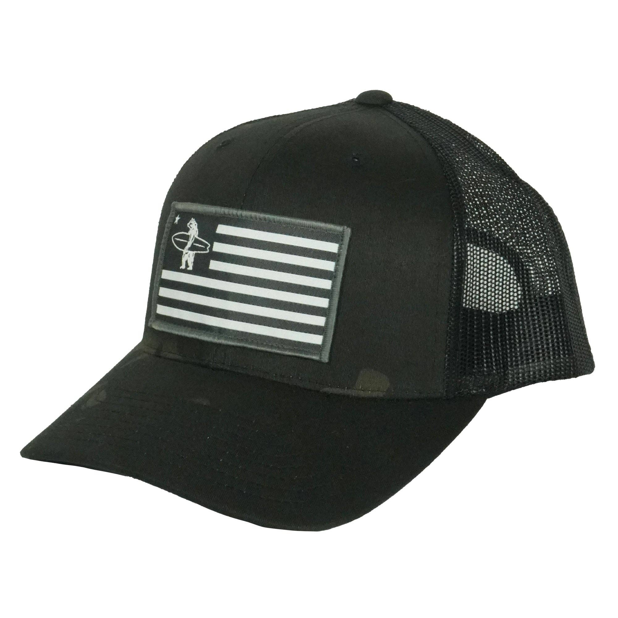 Everyday California - Wholesale Trucker Hat - Unisex - Liberty Snapback Hat - American Flag California Surfing Bear1